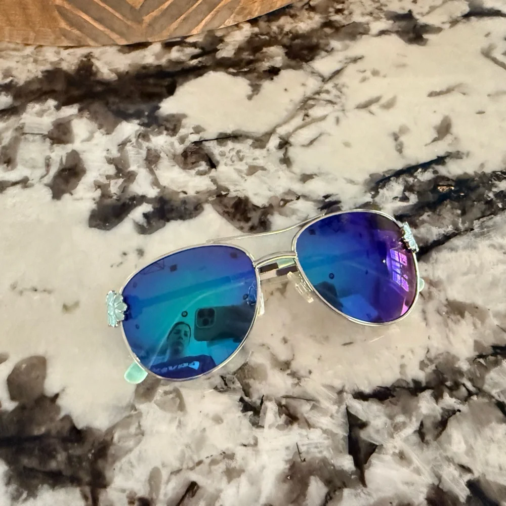 Girls Floral Aviator Sunglasses Mirrored Lenses Shades
